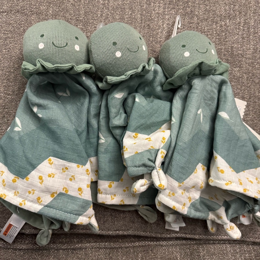Green Octopus Plush Trio for Baby
